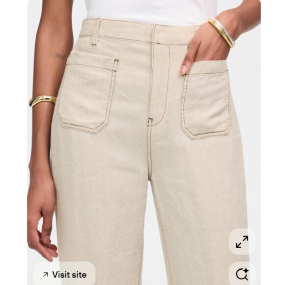 Madewell 100% Linen Patch Pocket Flare Pant NWT in Oat 4 - Picture 12 of 12